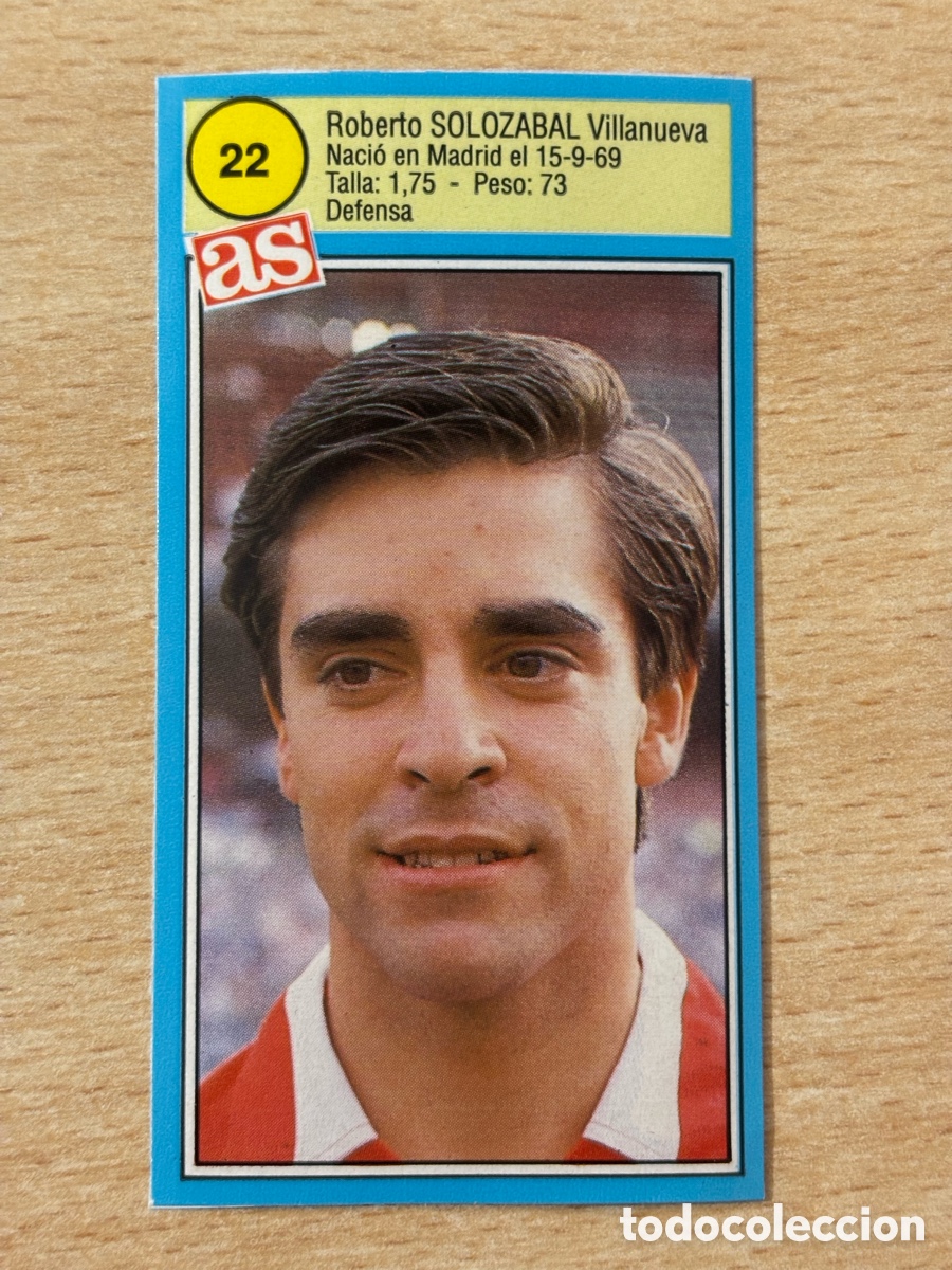 Cromos de f&uacute;tbol: # 22 Solozabal Atl&eacute;tico de Madrid Ases de la liga 90 91 sin pegar
