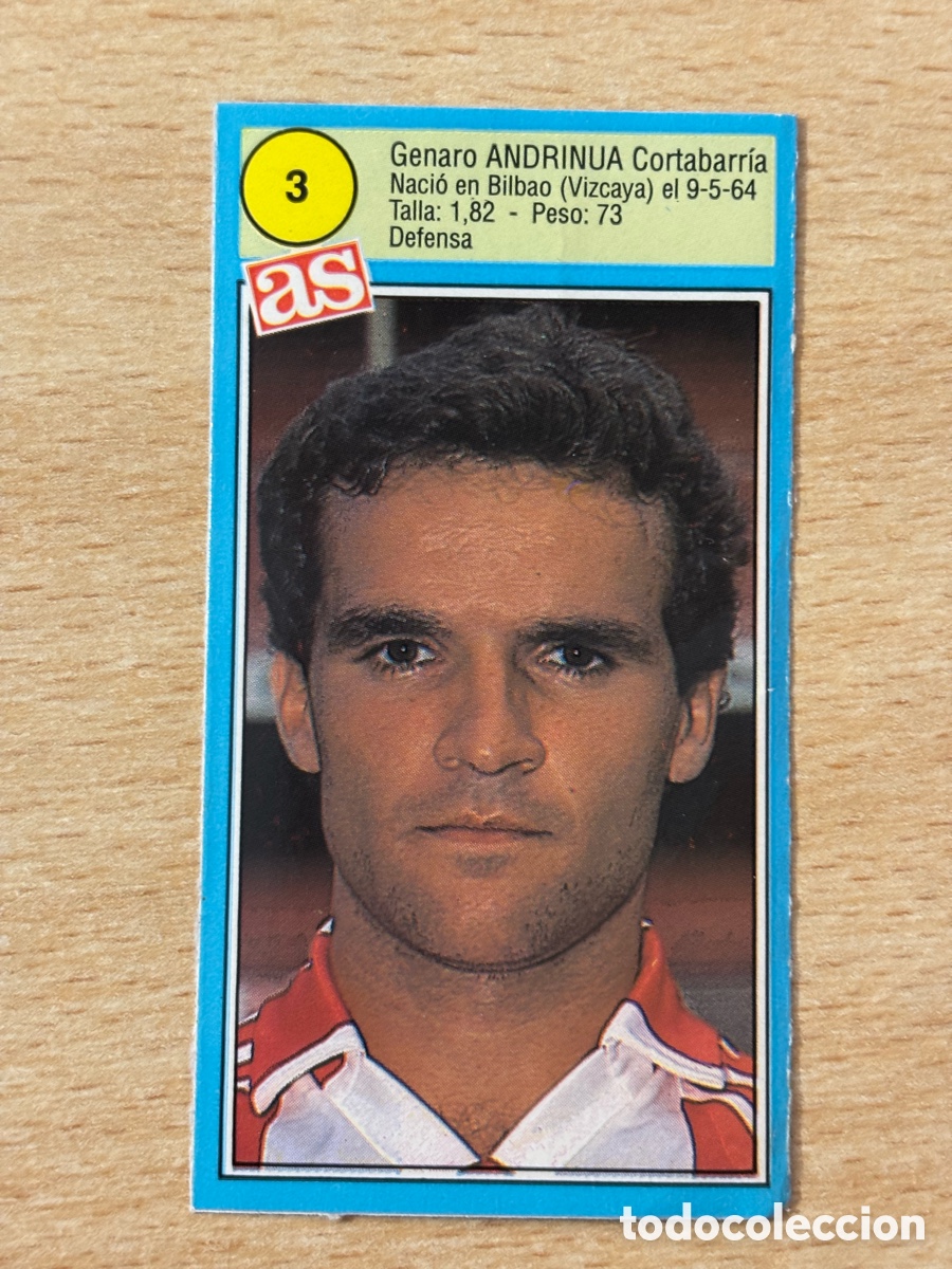 Cromos de f&uacute;tbol: # 3 Andrinua Athletic Club de Bilbao Ases de la liga 90 91 sin pegar