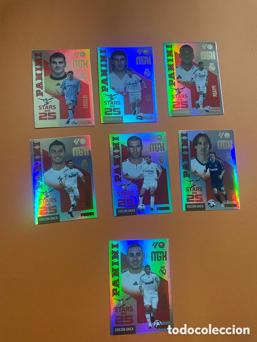 Cromos de f&uacute;tbol: Megacracks 2026/27 Madrid -Mbappe -Raul-Casillas -Nodric-Zidane-Cristiano -Benzema -