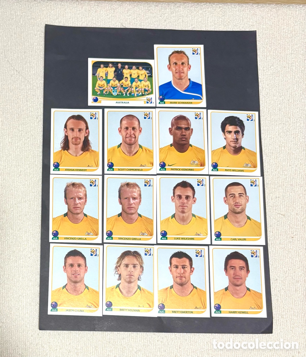 Cromos de f&uacute;tbol: LOTE 14 CROMOS AUSTRALIA MUNDIAL 2010 SUD&Aacute;FRICA NUNCA PEGADOS , alineaci&oacute;n