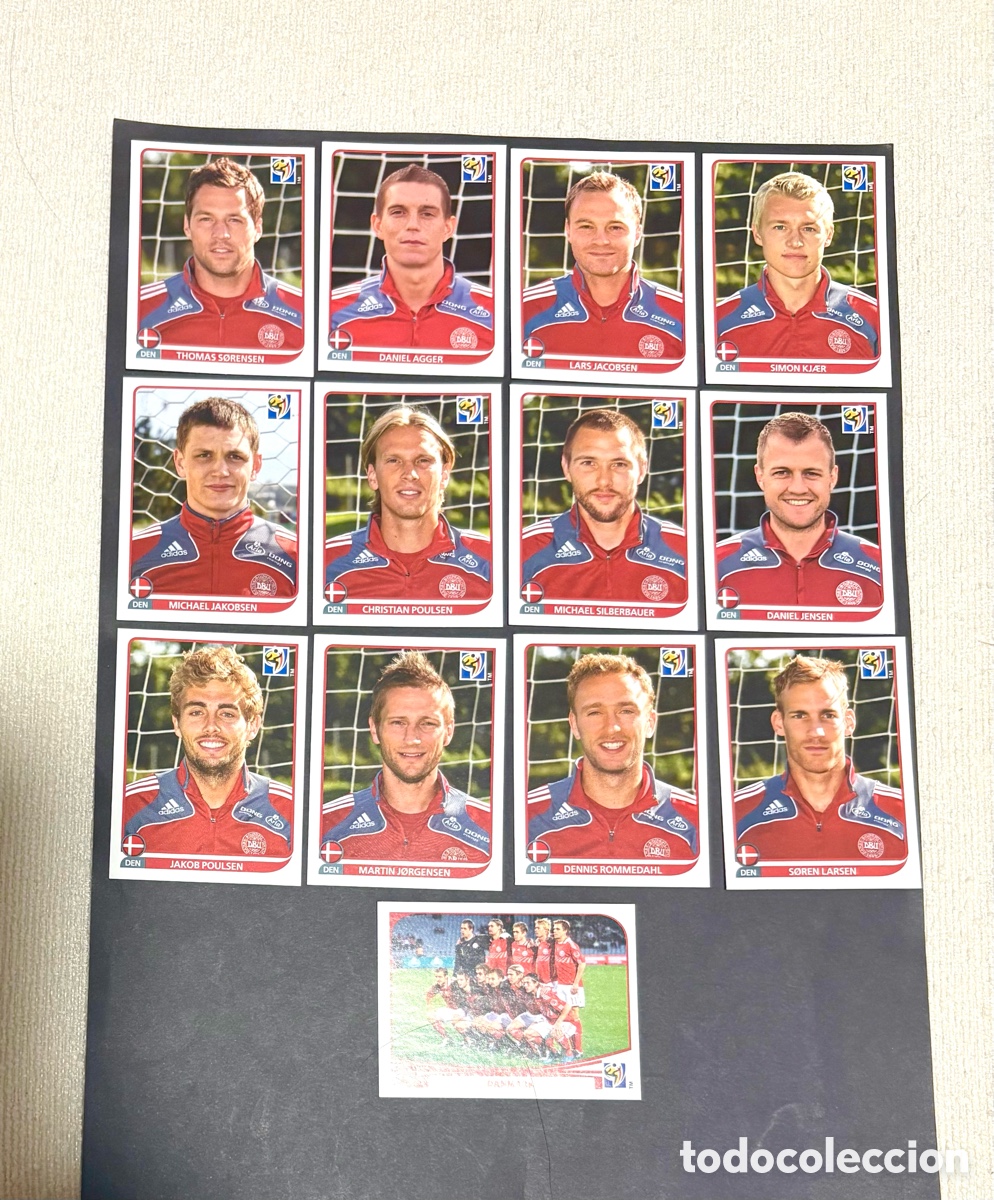 Cromos de f&uacute;tbol: LOTE 13 CROMOS DINAMARCA MUNDIAL 2010 SUD&Aacute;FRICA NUNCA PEGADOS , alineaci&oacute;n