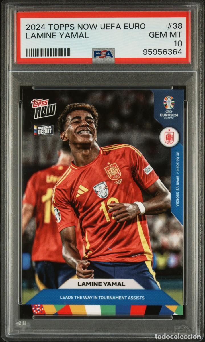Cromos de f&uacute;tbol: Lamine Yamal #38 Espa&ntilde;a Topps Now UEFA EURO 2024 PSA 10