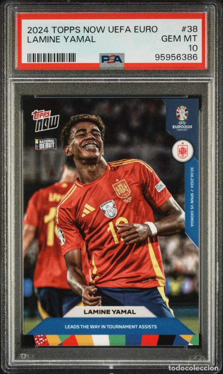 Cromos de f&uacute;tbol: Lamine Yamal #38 Espa&ntilde;a Topps Now UEFA EURO 2024 PSA 10
