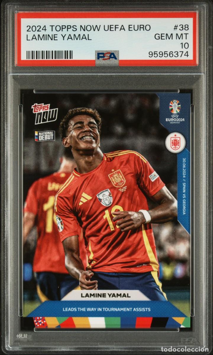 Cromos de f&uacute;tbol: Lamine Yamal #38 Espa&ntilde;a Topps Now UEFA EURO 2024 PSA 10