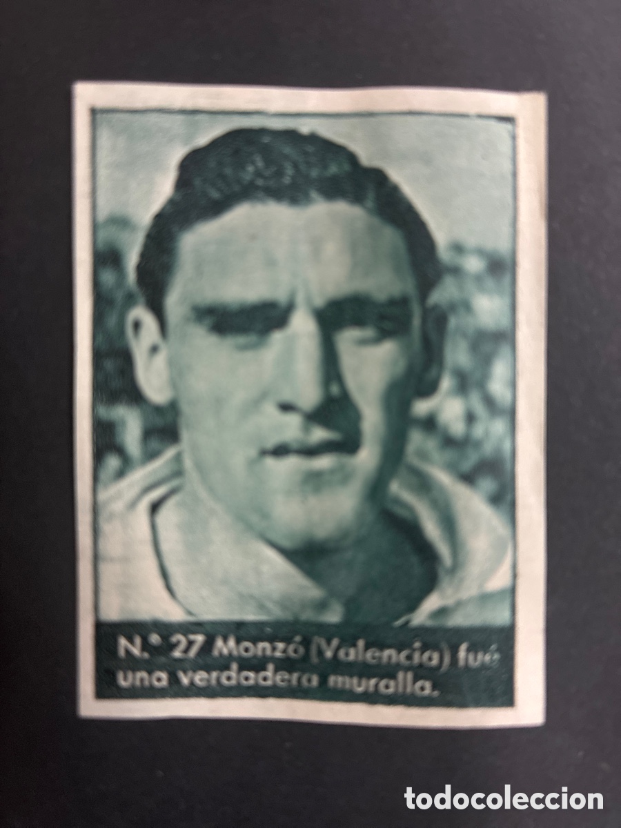 Fu&szlig;ball-Sticker: CROMO FUTBOL SIN PEGAR COLECCION TORNEO NACIONAL DE LIGA BRUGUERA 1953 N&ordm; 27 MONZON VALENCIA