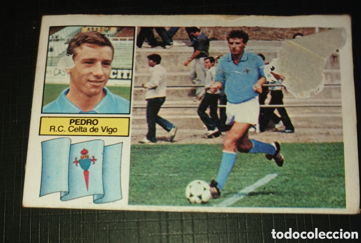 Figurine di Calcio: Cromo Pedro versi&oacute;n dif&iacute;cil Fichajes n&ordm; 9 Celta Vigo Este Liga 1982 1983 82-83 ( Con defecto )