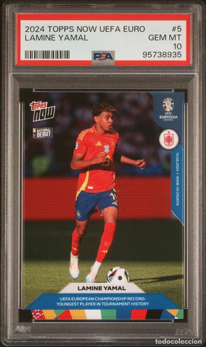 Cromos de f&uacute;tbol: Lamine Yamal #5 Espa&ntilde;a Topps Now UEFA EURO 2024 PSA 10
