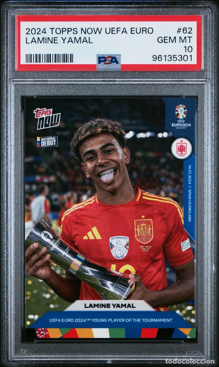 Cromos de f&uacute;tbol: Lamine Yamal #62 Espa&ntilde;a Topps Now UEFA EURO 2024 PSA 10