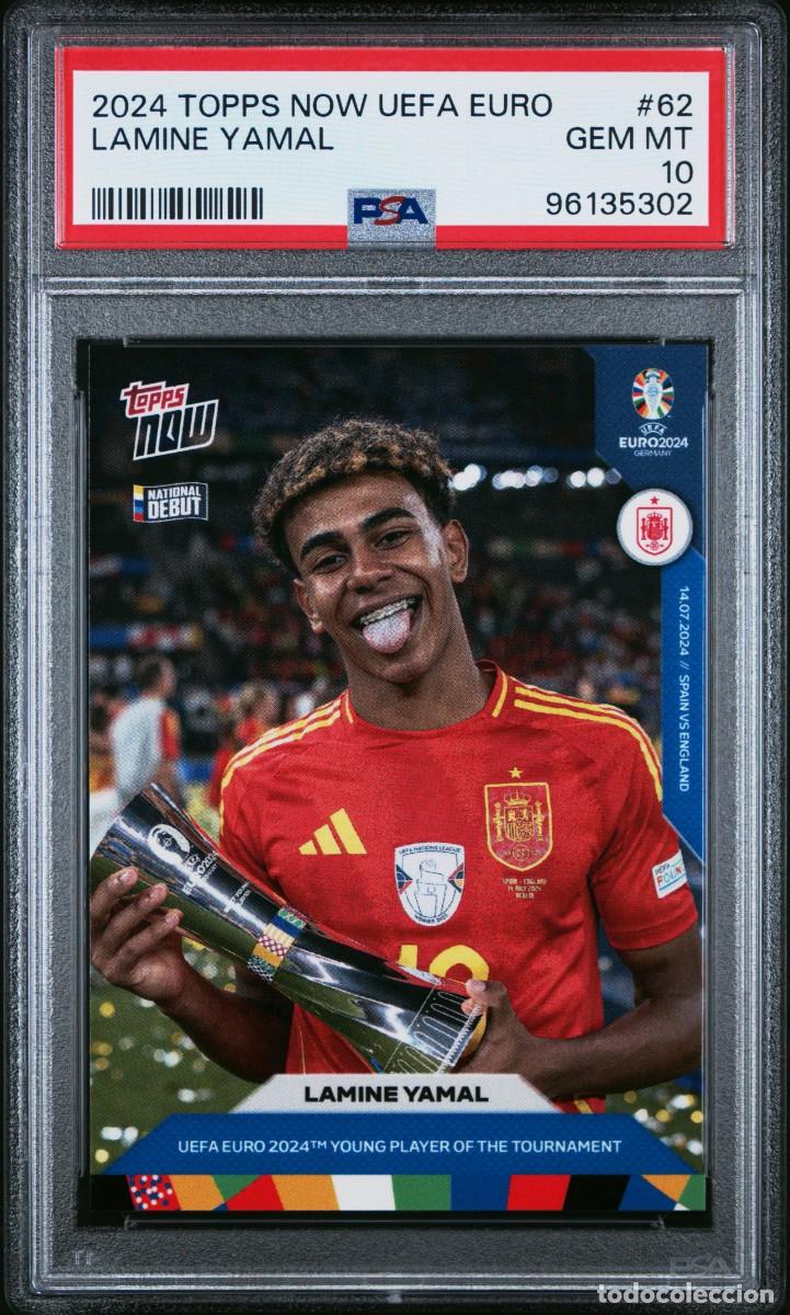 Cromos de f&uacute;tbol: Lamine Yamal #62 Espa&ntilde;a Topps Now UEFA EURO 2024 PSA 10