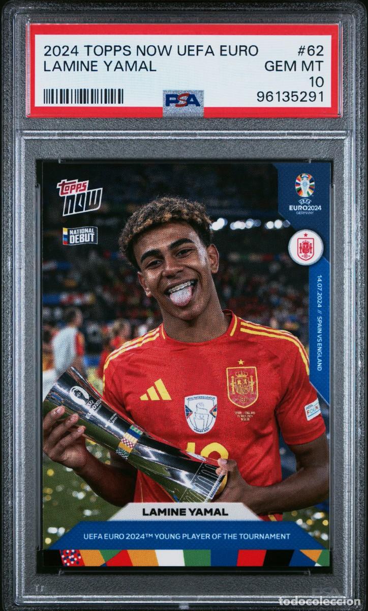 Cromos de f&uacute;tbol: Lamine Yamal #62 Espa&ntilde;a Topps Now UEFA EURO 2024 PSA 10
