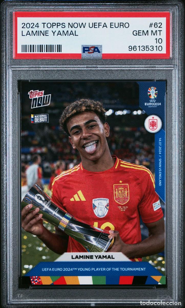 Cromos de f&uacute;tbol: Lamine Yamal #62 Espa&ntilde;a Topps Now UEFA EURO 2024 PSA 10