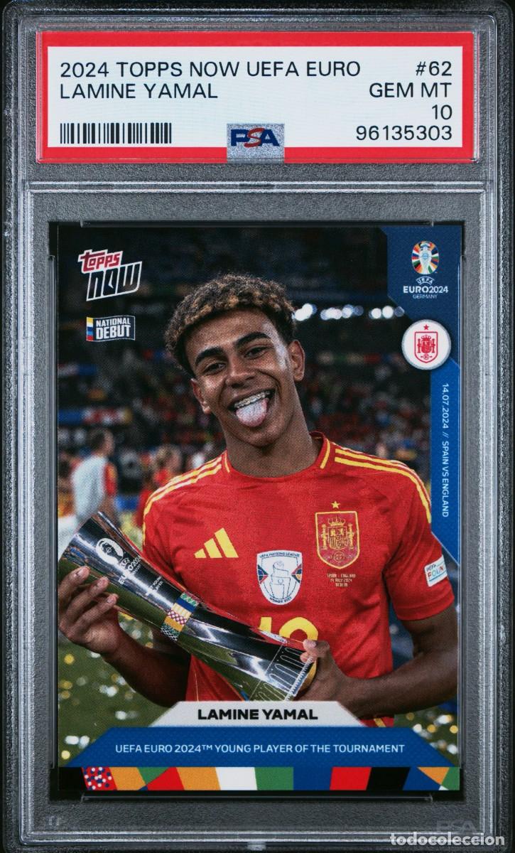 Cromos de f&uacute;tbol: Lamine Yamal #62 Espa&ntilde;a Topps Now UEFA EURO 2024 PSA 10