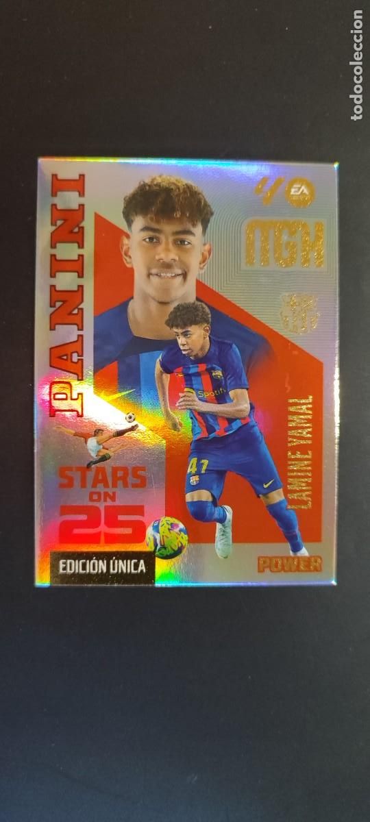 Football Stickers: MEGACRACKS 26/27 CARD POWER STARS ON 25 LAMINE YAMAL FC BARCELONA # 449P PANINI EDICION UNICA