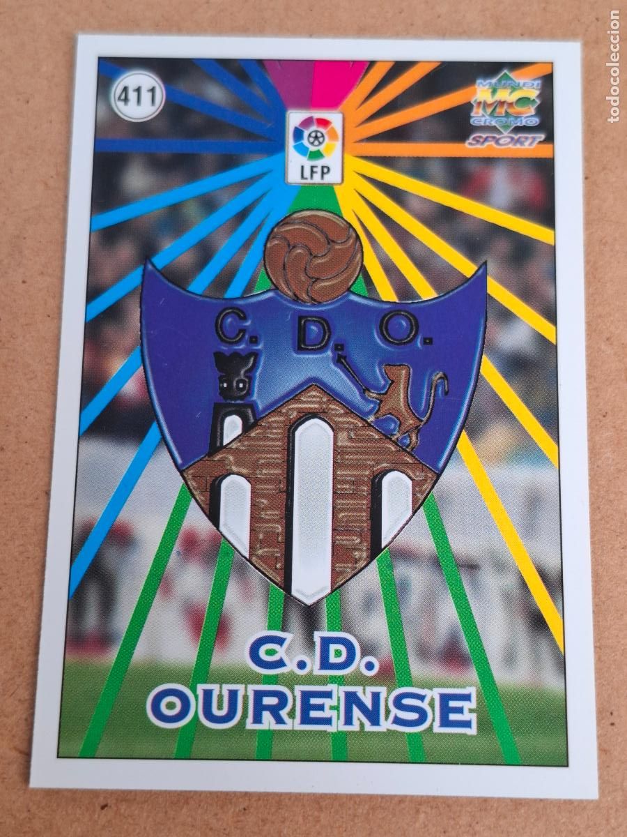 Football Stickers: MUNDICROMO 98 99 1998 1999 - 411 ESCUDO / PLANTILLA - C.D. OURENSE - CP14
