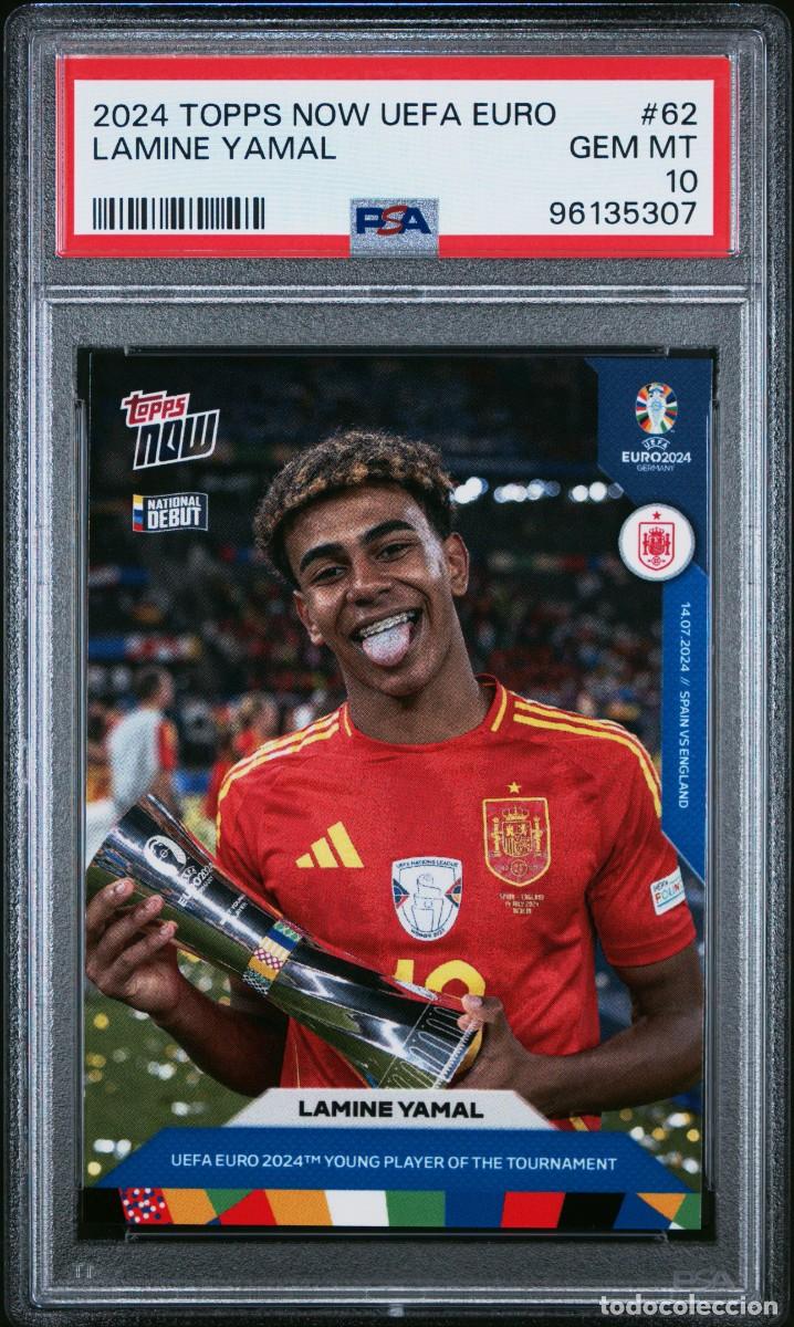 Cromos de f&uacute;tbol: Lamine Yamal #62 Espa&ntilde;a Topps Now UEFA EURO 2024 PSA 10