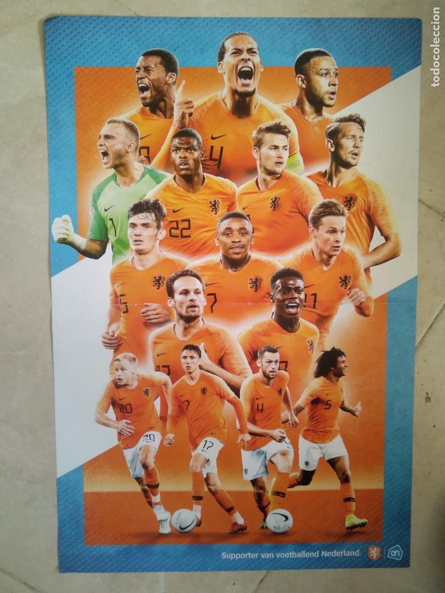 Cromos de f&uacute;tbol: POSTER SELECCION HOLANDA PAISES BAJOS FUTBOL MASCULINO Y FEMENINO DE JONG MEMPHIS DEPAY VAN DIJK