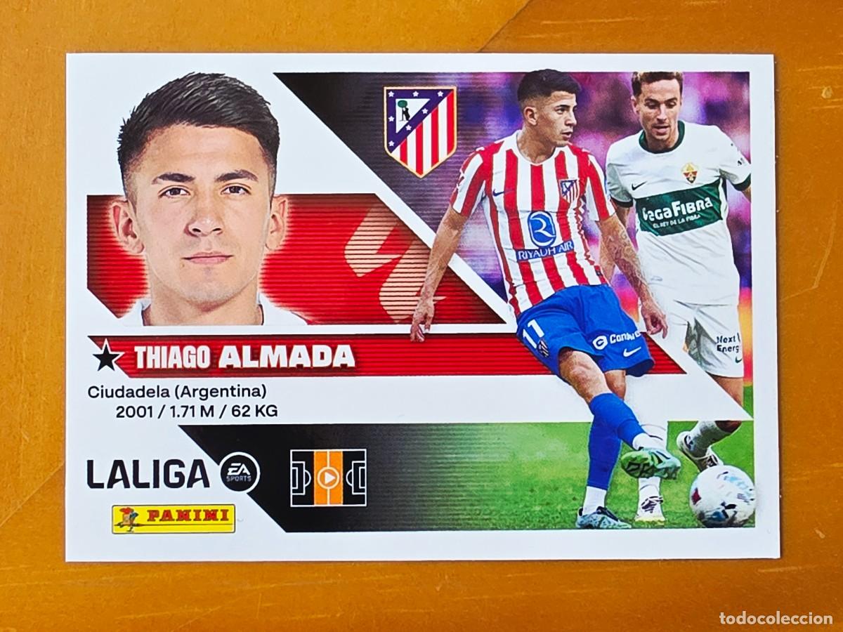 Cromos de f&uacute;tbol: 16 Thiago Almada, Atl&eacute;tico de Madrid, Panini Ediciones Liga Este 2026 2027 26 27 sin pegar
