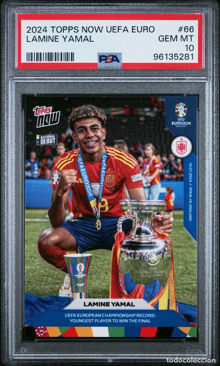 Cromos de f&uacute;tbol: Lamine Yamal #66 Espa&ntilde;a Topps Now UEFA EURO 2024 PSA 10