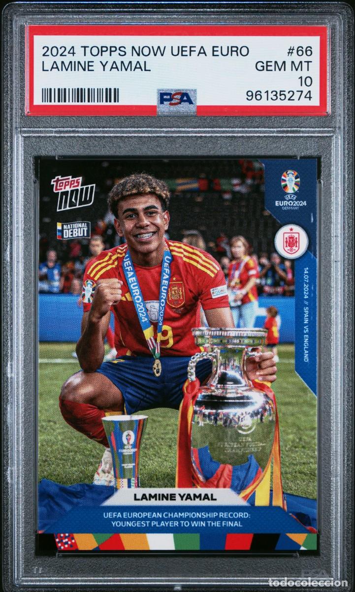 Cromos de f&uacute;tbol: Lamine Yamal #66 Espa&ntilde;a Topps Now UEFA EURO 2024 PSA 10