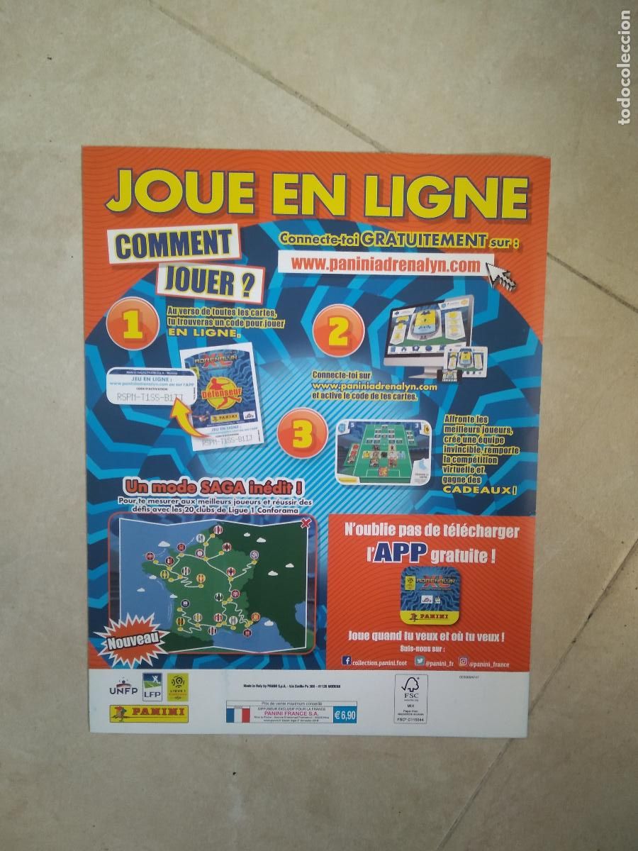 Cromos de f&uacute;tbol: CONTRAPORTADA CROMO FUTBOL PANINI LIGA FRANCIA 2018-2019 ADRENALYN FOOT 18-19