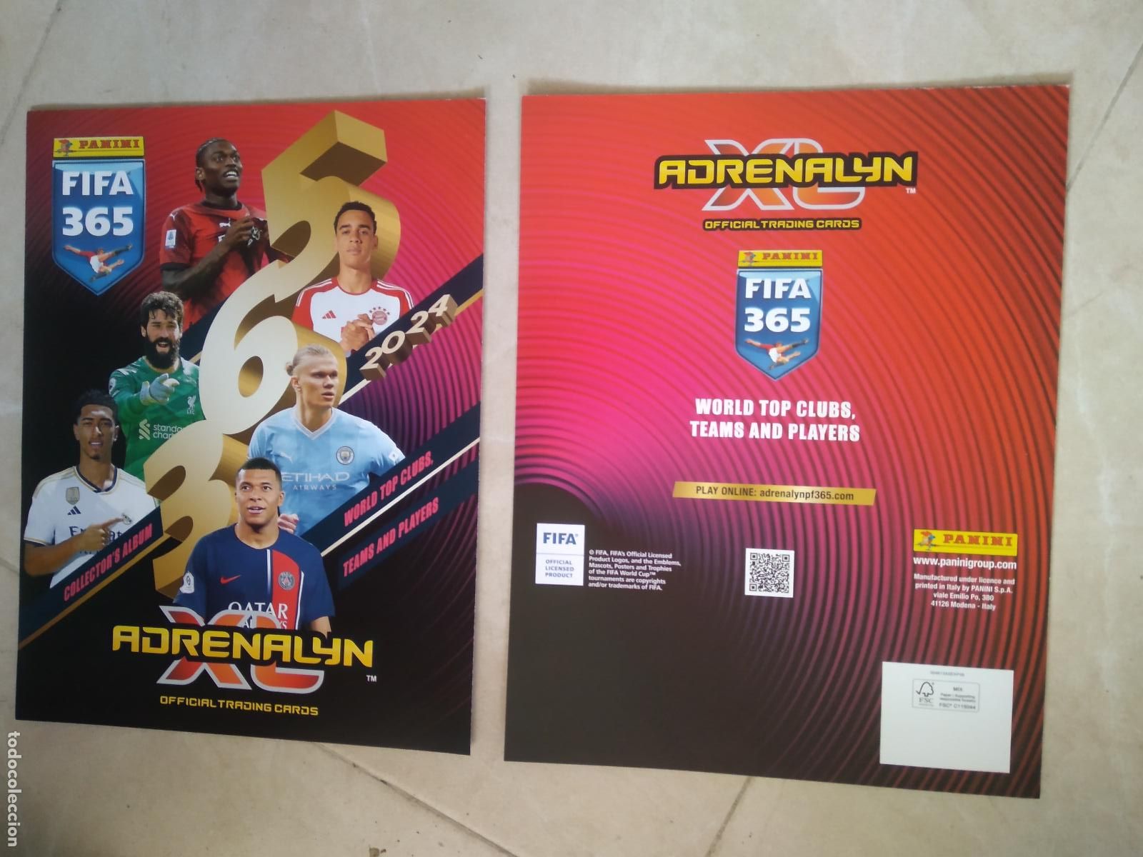 Cromos de f&uacute;tbol: PORTADA Y CONTRAPORTADA CROMO FUTBOL PANINI ADRENALYN FIFA 365 2024 BELLINGHAM MBAPPE HAALAND LEAO