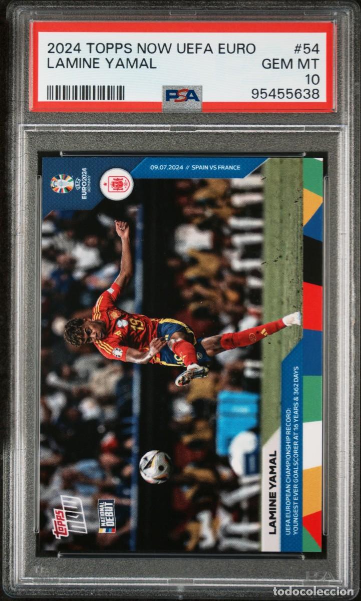 Fu&szlig;ball-Sticker: Lamine Yamal #54 Espa&ntilde;a Topps Now UEFA EURO 2024 PSA 10