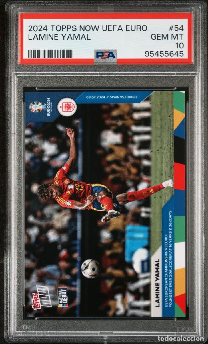 Football Stickers: Lamine Yamal #54 Espa&ntilde;a Topps Now UEFA EURO 2024 PSA 10