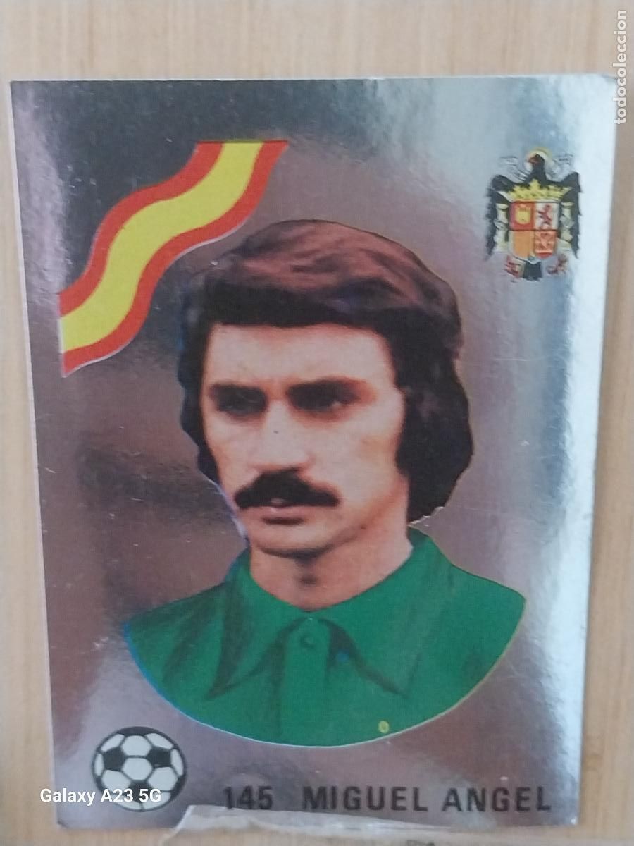 Cromos de f&uacute;tbol: MIGUEL ANGEL *** ESPA&Ntilde;A ED MAGA LIGA 1978 78 79 CROMO PLATEADO 145 SIN PEGAR NUNCA ORIGINAL
