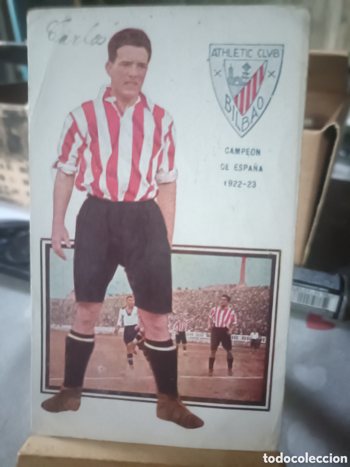 Cartes &agrave; collectionner de Football: Tarjeta Postal F&uacute;tbol CARMELO Ath de Bilbao Chocolates Amatller