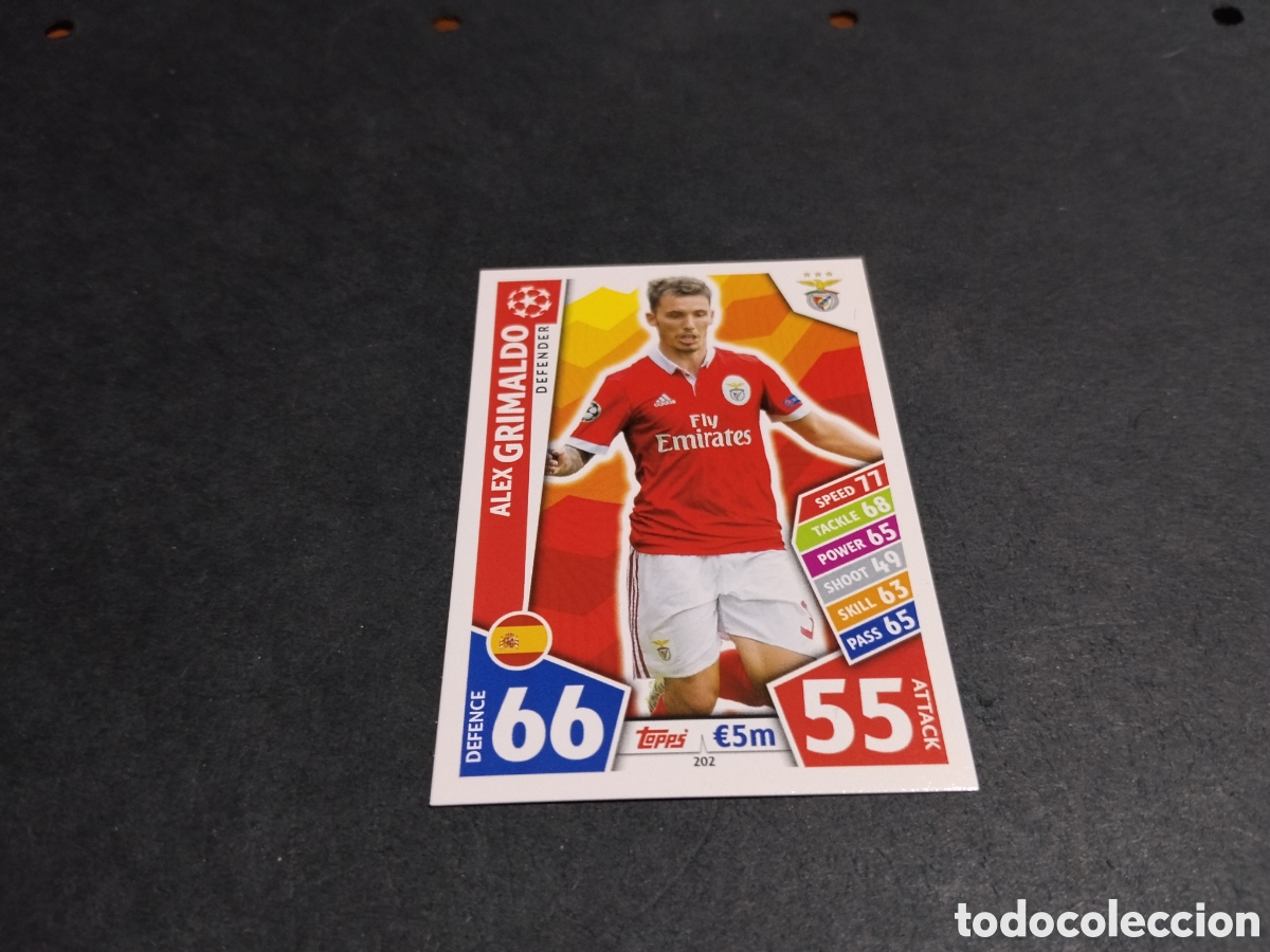 Cromos de f&uacute;tbol: Cromo futbol Topps match Attax, Alex Grimaldo,Benfica