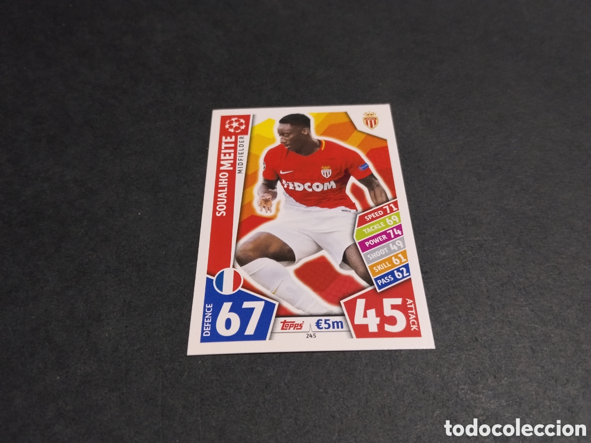 Cromos de f&uacute;tbol: Cromo futbol Topps Match Attax Meite, M&oacute;naco