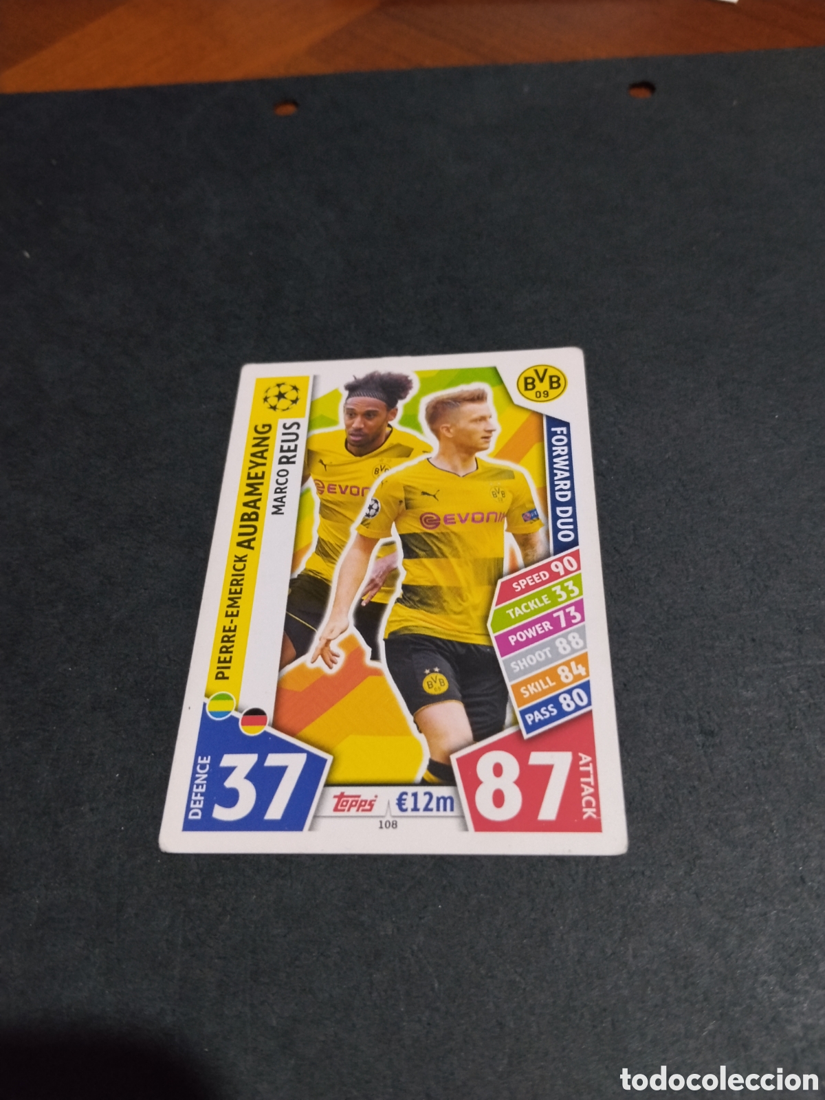 Cromos de f&uacute;tbol: Cromo futbol Topps Match Attax,Aubameyang, Borussia Dormunt