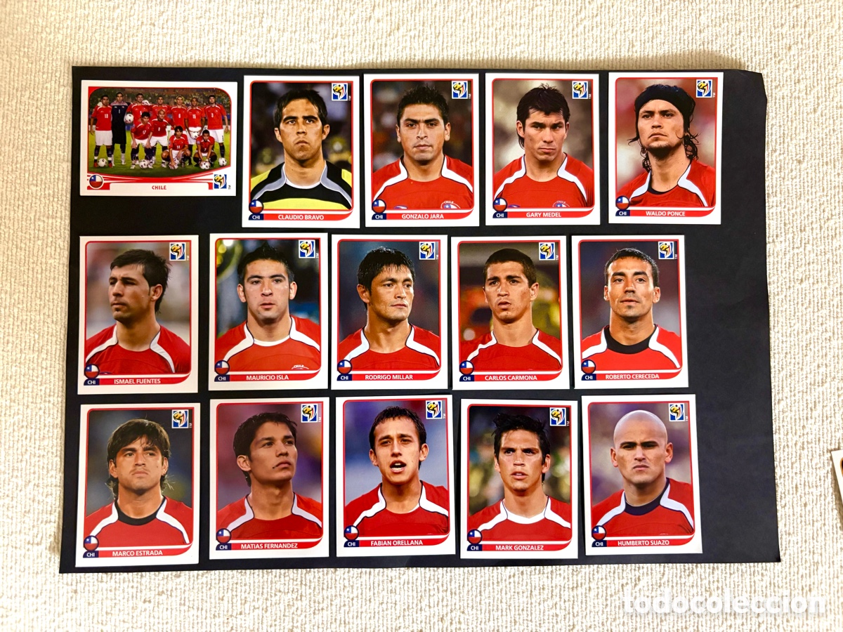 Cromos de f&uacute;tbol: LOTE 15 CROMOS CHILE MUNDIAL 2010 SUD&Aacute;FRICA NUNCA PEGADOS ,, alineaci&oacute;n