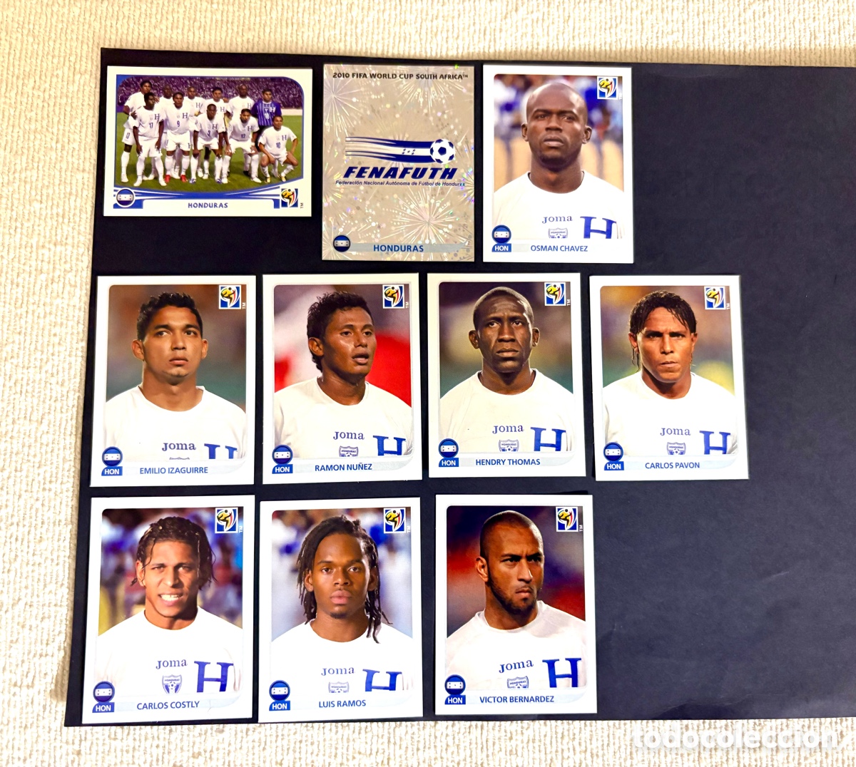 Cromos de f&uacute;tbol: LOTE 10 CROMOS HONDURAS MUNDIAL 2010 SUD&Aacute;FRICA NUNCA PEGADOS , escudo , alineaci&oacute;n