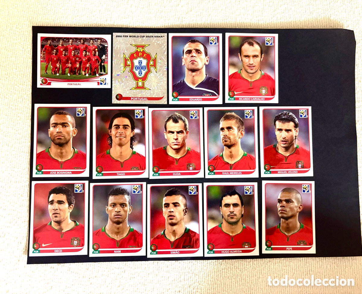 Cromos de f&uacute;tbol: LOTE 14 CROMOS PORTUGAL MUNDIAL 2010 SUD&Aacute;FRICA NUNCA PEGADOS , escudo , alineaci&oacute;n