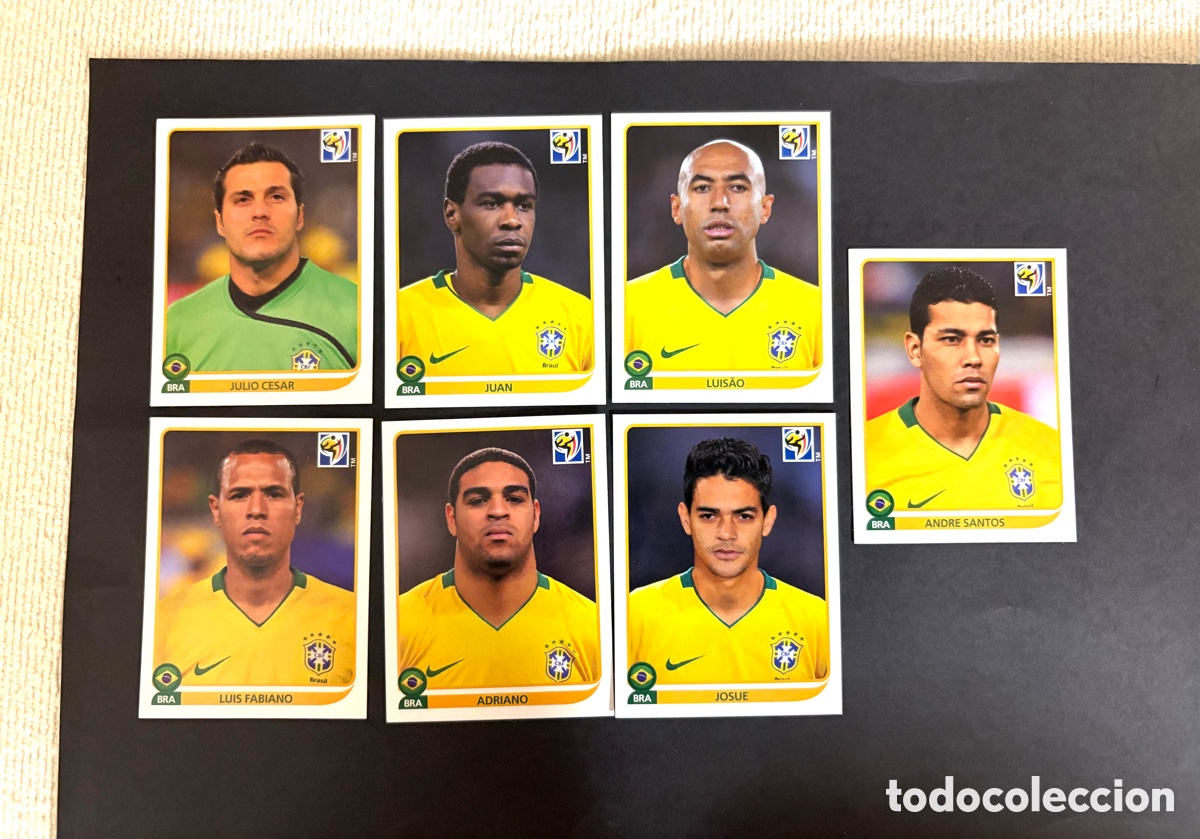 Cromos de f&uacute;tbol: LOTE 7 CROMOS BRASIL MUNDIAL 2010 SUD&Aacute;FRICA NUNCA PEGADOS ,