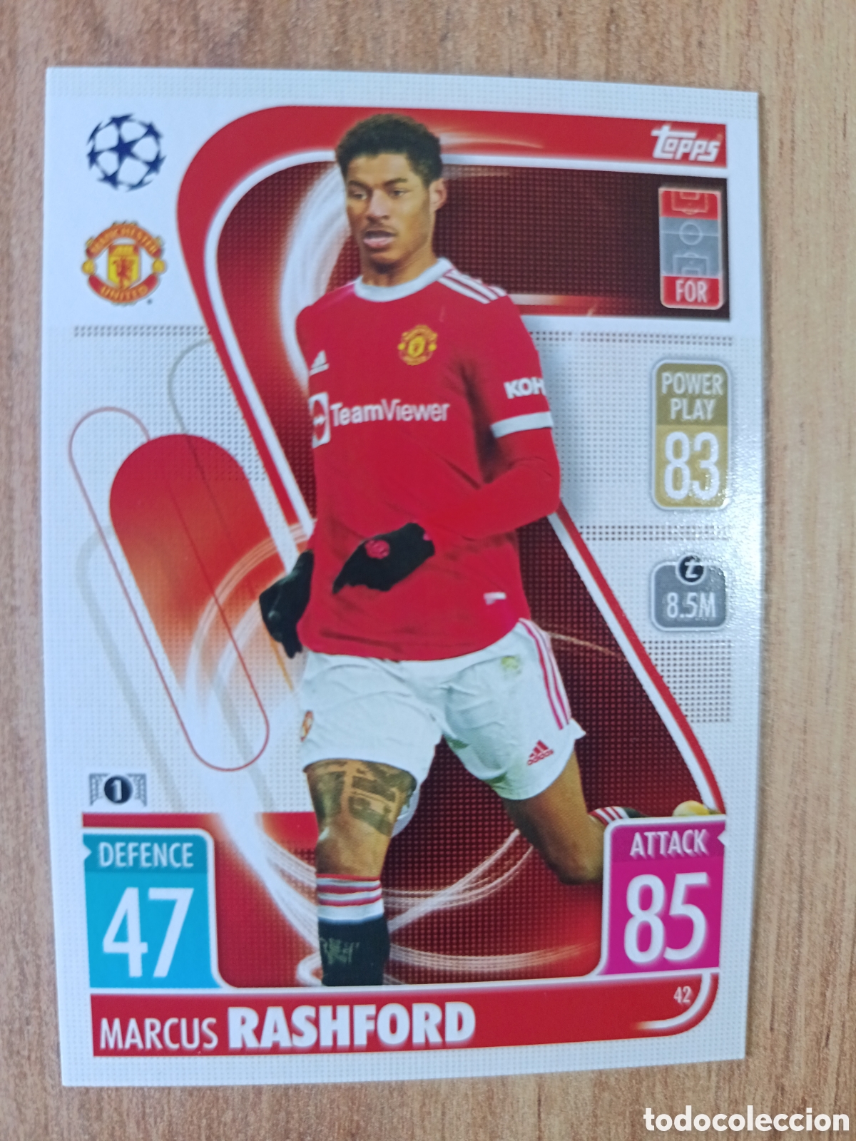 Football Stickers: 42 Rashford CHAMPIONS LEAGUE MATCH ATTAX TOPPS 2021-2022 21-22