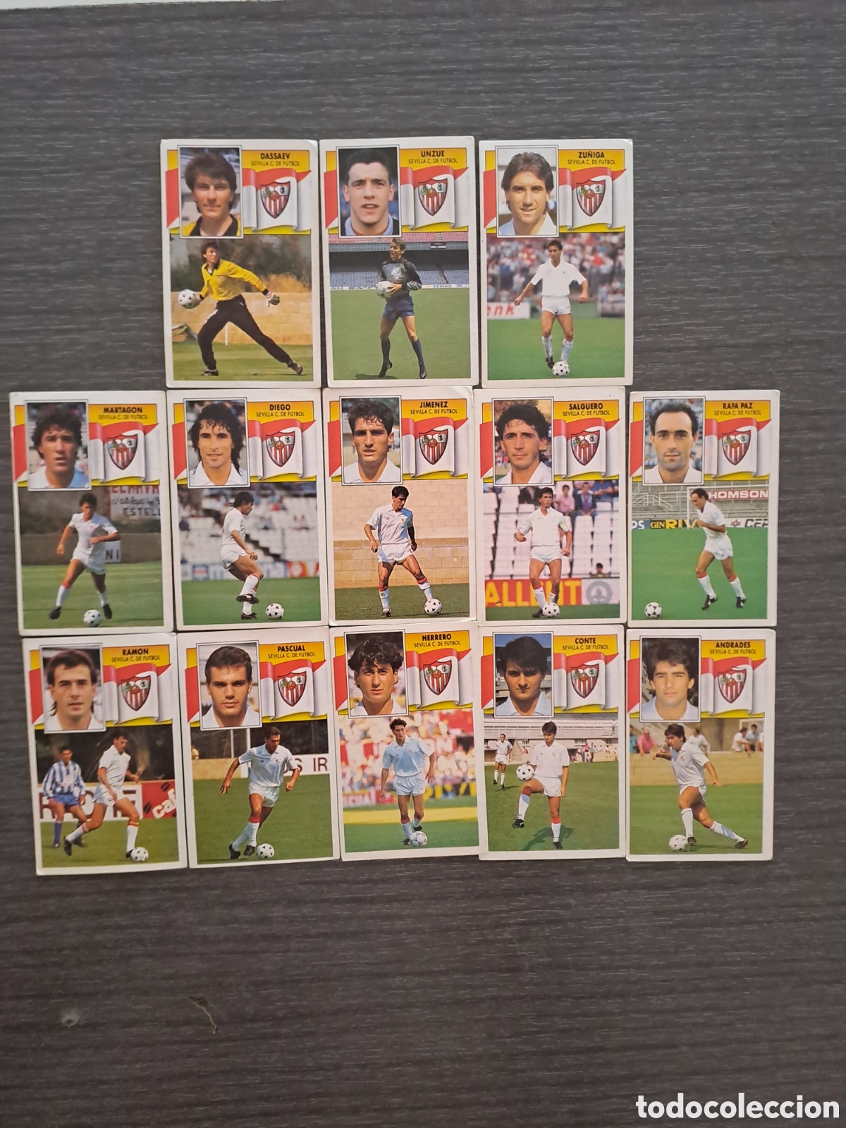Cromos de f&uacute;tbol: LIGA ESTE 90 91 SEVILLA SIN PEGAR Lote de 13 cromos del SEVILLA FC de EDICIONES ESTE DASSAEV (BAJA
