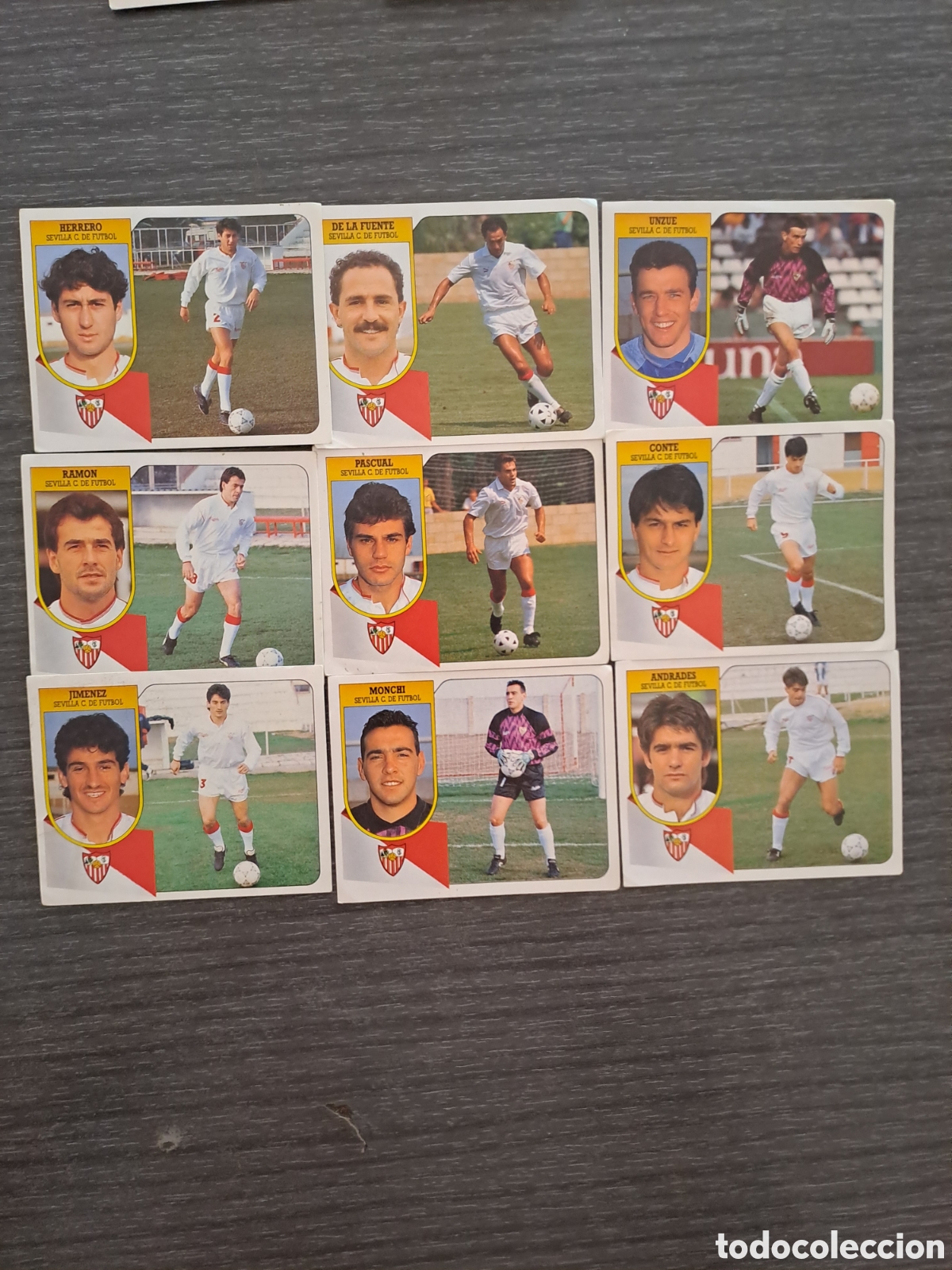 Cromos de f&uacute;tbol: LIGA ESTE 91 92 SEVILLA SIN PEGAR Lote de 8 cromos del SEVILLA FC de EDICIONES ESTE