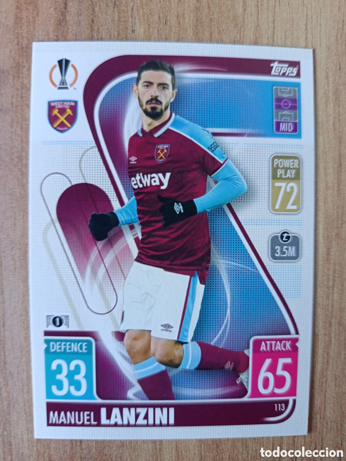 Fu&szlig;ball-Sticker: 113 Lanzini CHAMPIONS LEAGUE MATCH ATTAX TOPPS 2021-2022 21-22