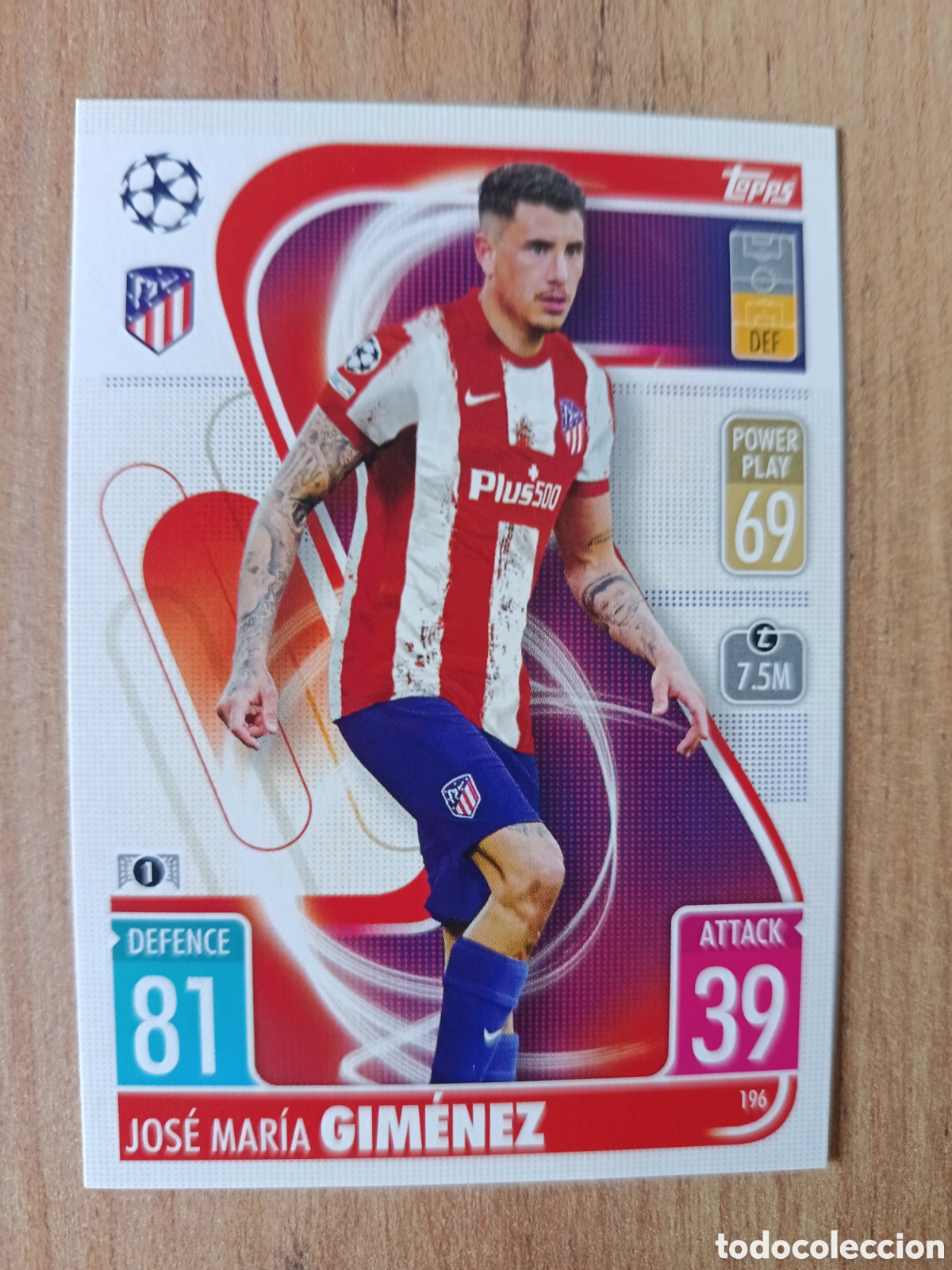 Football Stickers: 196 Gim&eacute;nez CHAMPIONS LEAGUE MATCH ATTAX TOPPS 2021-2022 21-22