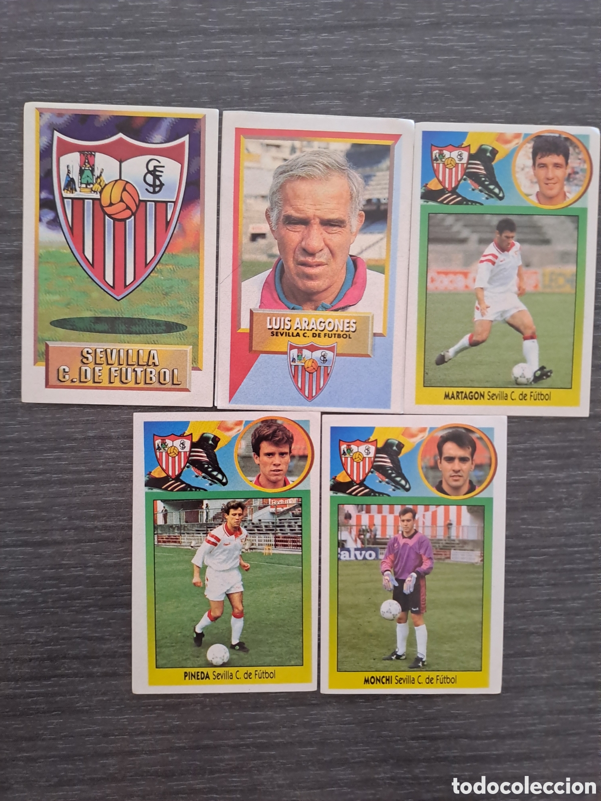 Cromos de f&uacute;tbol: LIGA ESTE 93 94 SEVILLA SIN PEGAR Lote de 5 cromos del SEVILLA FC de EDICIONES ESTE