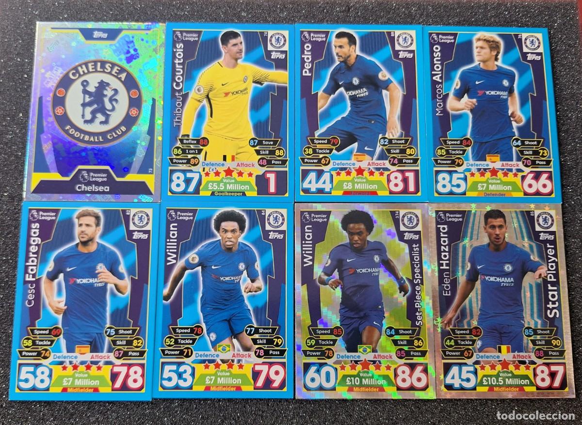 Cromos de f&uacute;tbol: Chelsea Lote 8 cards Topps Escudo Pedro Courtois Alonso Cesc Fabregas Willian Hazard