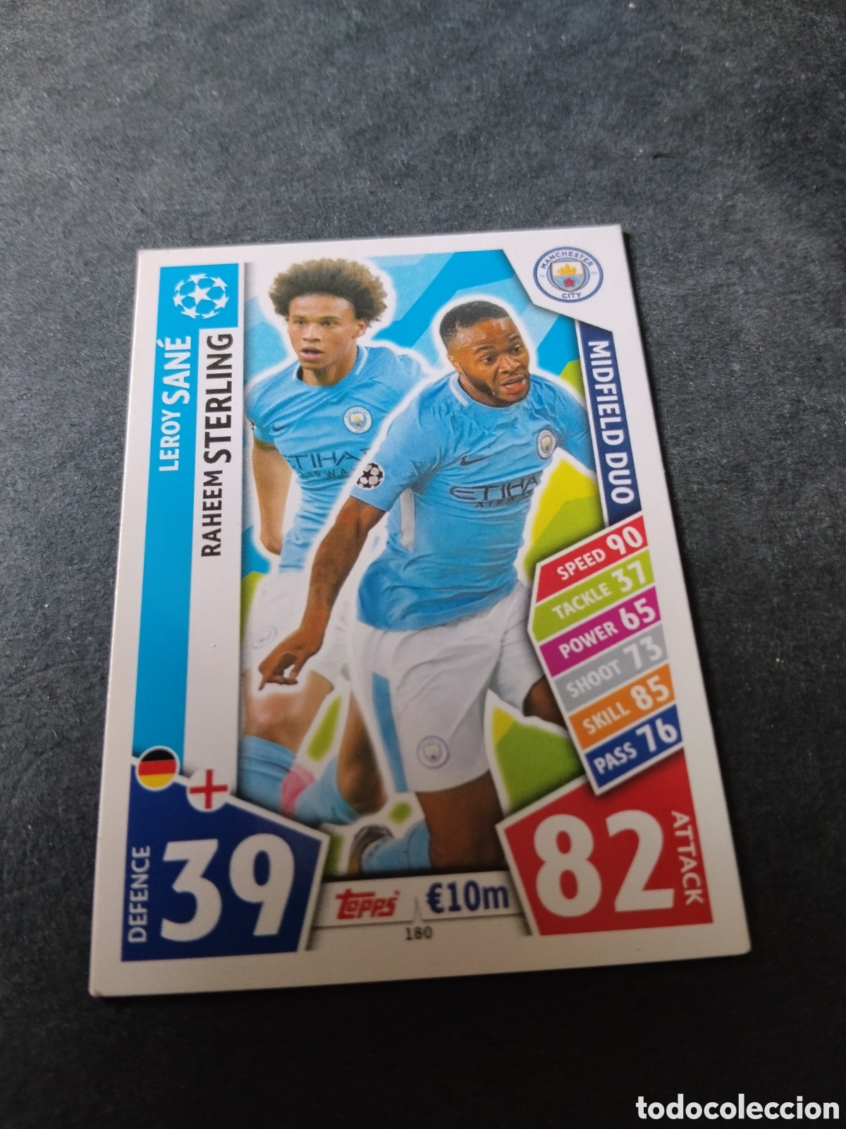 Cromos de f&uacute;tbol: Cromo futbol Topps Match Attax, Leroy San&eacute;, Raheem Sterling
