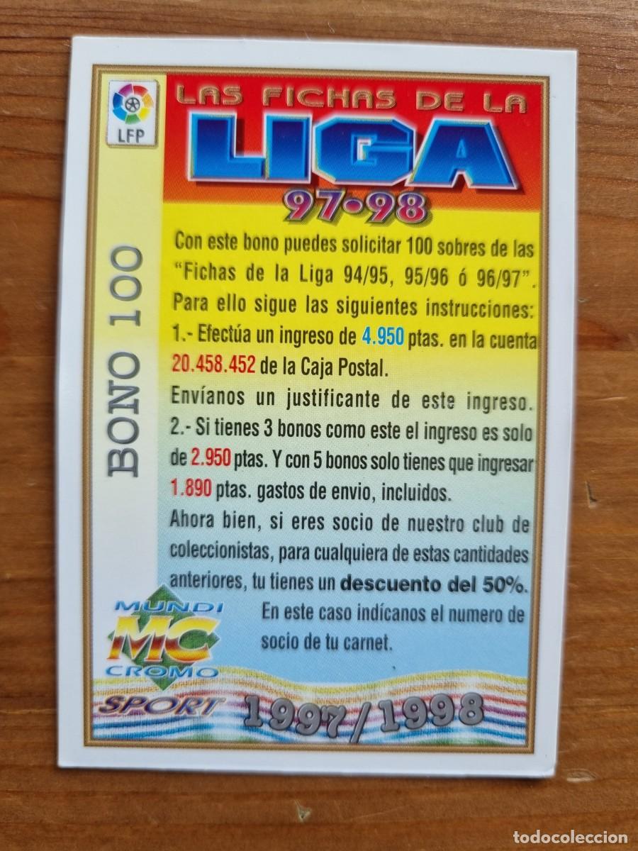 Cromos de f&uacute;tbol: BONO 100. Las Fichas de la Liga 1997 1998 97 98 (Mundicromo)