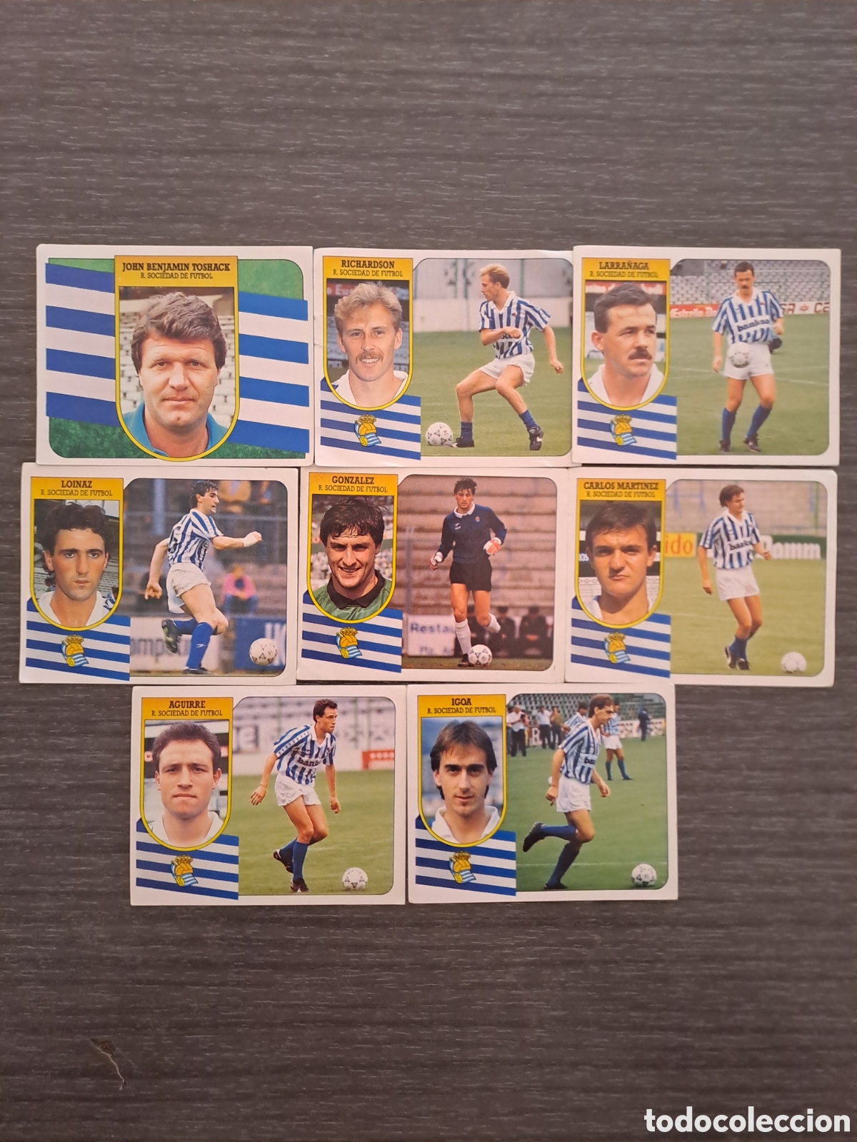 Cromos de f&uacute;tbol: LIGA ESTE 91 92 REAL SOCIEDAD SIN PEGAR ADHESIVOS Lote de 8 cromos de la REAL SOCIEDAD de ED. ESTE