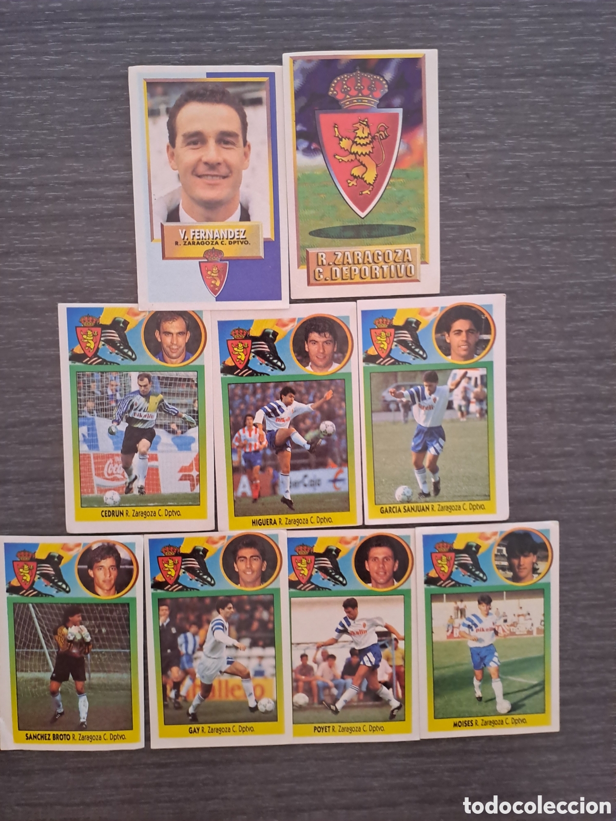 Cromos de f&uacute;tbol: LIGA ESTE 93 94 ZARAGOZA SIN PEGAR ADHESIVOS Lote de 9 cromos del REAL ZARAGOZA de EDICIONES ESTE