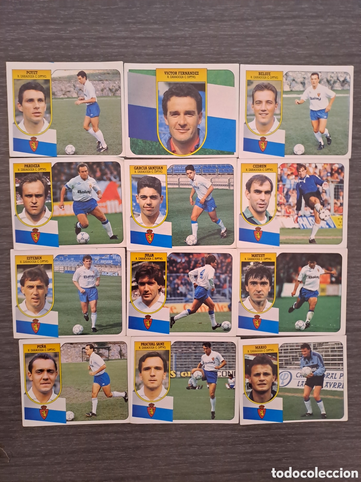 Cromos de f&uacute;tbol: LIGA ESTE 91 92 ZARAGOZA SIN PEGAR ADHESIVOS Lote de 12 cromos del REAL ZARAGOZA de EDICIONES ESTE