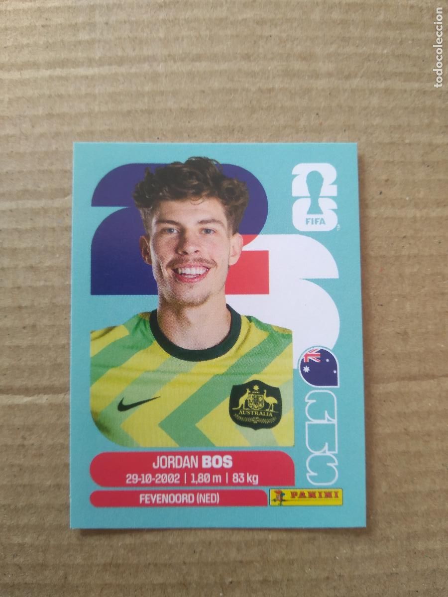 Cromos de f&uacute;tbol: AUS 6 JORDAN BOS AUSTRALIA CROMO FUTBOL PANINI MUNDIAL 2026 WORLD CUP COPA DEL MUNDO