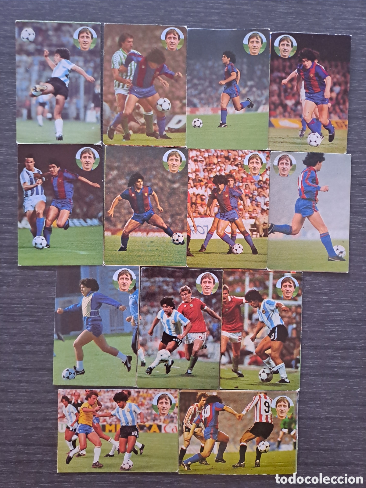 Cromos de Futebol: DIEGO ARMANDO MARADONA &ndash; 13 CROMOS SIN PEGAR Una selecci&oacute;n de 13 cromos diferentes de Maradona